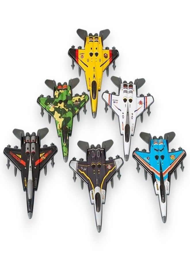 Amitasha 6 Diecast Fighter Jets Pull Back Airplane Military Plane Toy Army Air Force Party Favors Kids Playset and Die-cast Metal Miniature Aircraft Model - Image 1